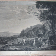 Claude Lorrain "The dancing shepherds" gravura veche 1784