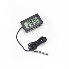 Termometru digital cu fir / sonda, pt. auto,casa, frigider, negru foto