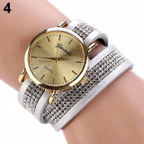 Ceas dama Geneva argintiu silver curea lunga cristale + cutie cadou, Analog, Quartz