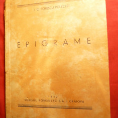 I.C.Popescu Polyclet - Epigrame- Prima Ed. 1932 -Ed.Scrisul Romanesc Craiova