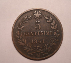 Italia 5 Centesimi 1861 M foto