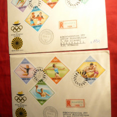 2 Plicuri FDC - Olimpiada Munchen - 1972 Ungaria ,8 val.