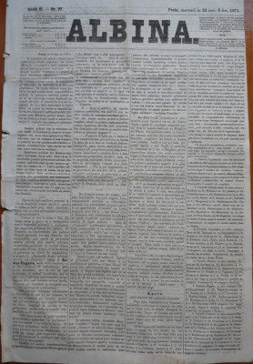 Ziarul Albina , nr. 97 , 1871 , Budapesta , in limba romana , Director V. Babes foto