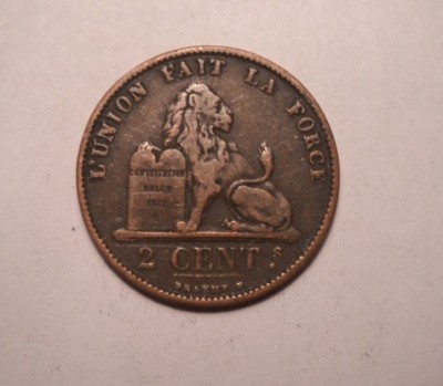 Belgia 2 Centimes 1875 foto