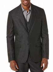 PERRY ELLIS SLIM FIT BROKEN TWILL LINEN SUIT JACKET NOU SIZE L42/1RG, CHARCOAL foto