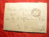Plic circulat 1938 de la Balti la Bucuresti , are un mic decupaj pe spate