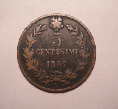 Italia 5 Centesimi 1862 N foto