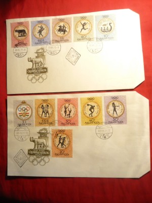 2 Plicuri FDC Olimpiada Roma 1960 Ungaria , 11 val. foto