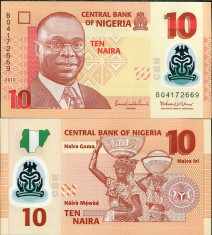 NIGERIA- 10 NAIRA 2013- POLYMER- UNC!! foto