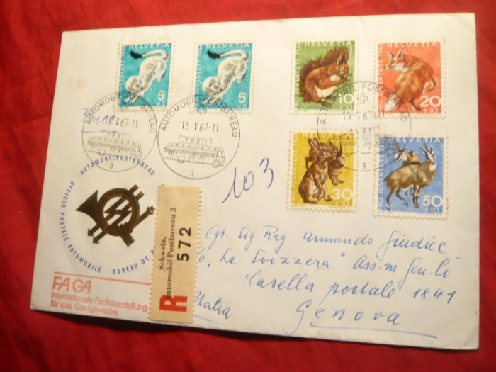 Plic FDC -Fauna -Pro Juventute , Ambulanta 1967 Elvetia , 6 val.