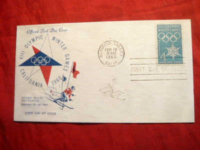 Plic FDC -Olimpiada Iarna California 1960 , stampila Olimpica foto