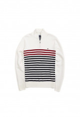 Pulover Tommy Hilfiger Men&amp;#039;s Half Zip Stripe masura S si M foto