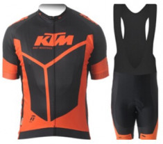 echipament ciclism KTM red set pantaloni cu bretele tricou jersey bib foto