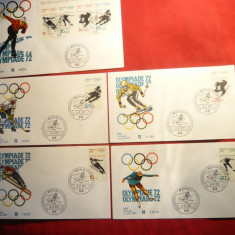 5 Plicuri FDC - Olimpiada Sapporo 1972 ,serie 4 val.+1 Colita RFG