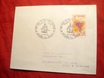 Plic FDC - Olimpiada Iarna Grenoble 1968 Andorra foto