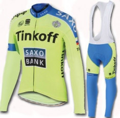 Echipament ciclism TINKOFF saxo complet iarna toamna set NOU bluza pantaloni foto