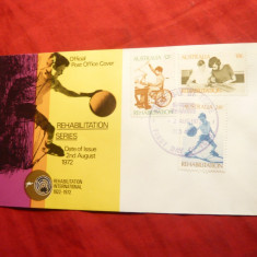 Plic FDC -Reabilitare handicap -50 Ani 1972 Australia , 3 val.