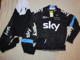 Echipament ciclism SKY negru complet iarna toamna set NOU bluza pantaloni, Tricouri