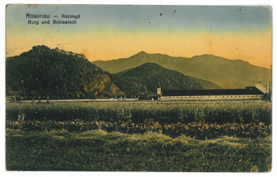 1140 - RASNOV, Brasov, Panorama - old postcard, CENSOR - used - 1918 foto
