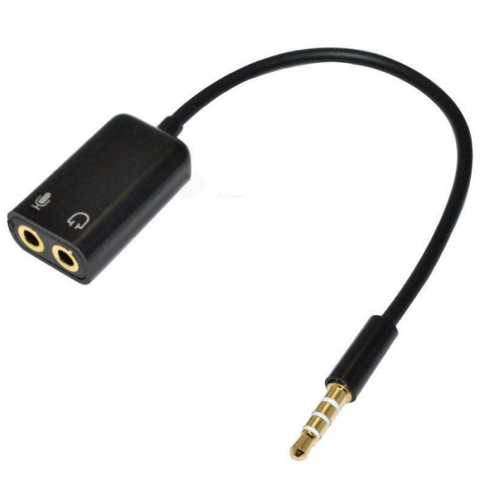 3.5mm Stereo Splitter Audio Male la Earphone Headset + Microphone