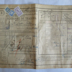 SCRISOARE DE TRASURA MICA IUTEALA CU 3 TIMBRE(FISCAL,STATISTIC,AVIATIE) 1932