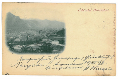 1681 - BRASOV, Panorama, Litho - old postcard - used - 1899 foto