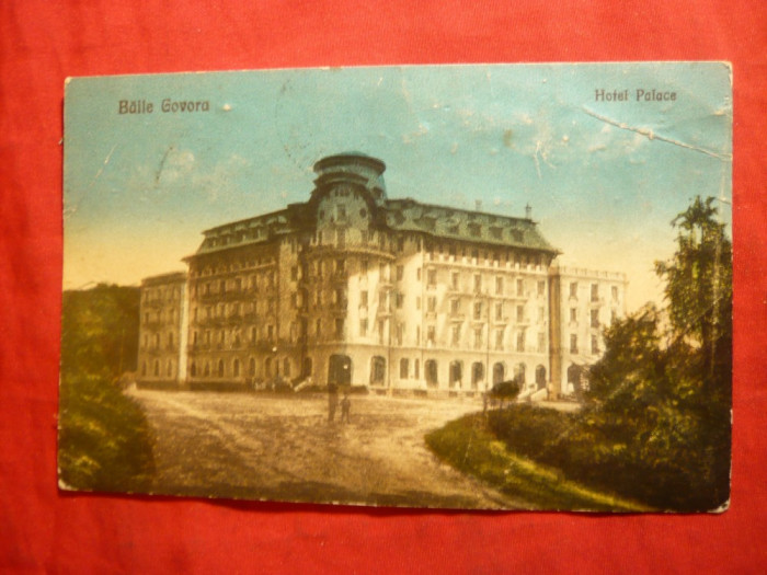 Ilustrata Govora - Hotel Palace ,interbelica , color ,Libr.Anastasiu si Petrescu