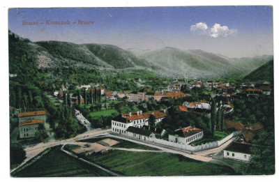 1105 - BRASOV, Panorama - old postcard - used - 1916 foto