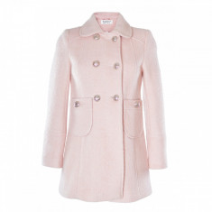 Palton elegant scurt, dama, lana, inchidere nasturi, culoare roz foto