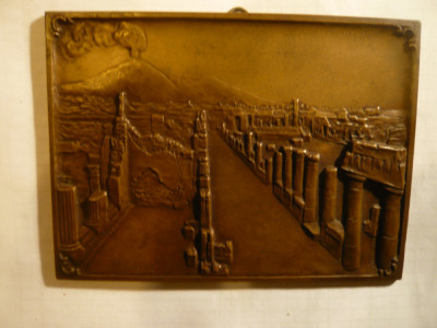 Placheta bronz ,unifata - Pompei ,semnata Rodirieg ,Dim. 14,2 x10,4xo,4 cm foto