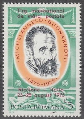 Romania 1975 - cat.nr.2918 Michelangelo -supratipar Riccione foto