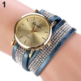 Ceas dama Geneva bleu blue curea lunga cristale + cutie cadou, Analog