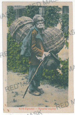 2544 - SIBIU, Ethnic, Gypsy a basket - old postcard - unused - 1918 foto