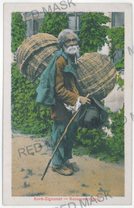 2773 - SIBIU, Ethnic, Gypsy a basket - old postcard - unused - 1917