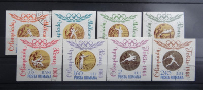LP596-Medalii olimpice-nedantelate-serie completa stampilata 1964 foto