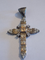 Pandantiv din argint cruce cu zirconii sampanie - 316 foto