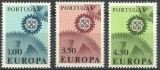 Portugalia 1967 - cat.nr.1007-9 neuzat,perfecta stare, Nestampilat