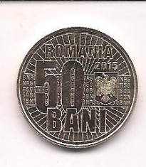 No(4) moneda-ROMANIA- 50 bani 2015- 10 ANI DE LA DENOMINAREA MONEDEI NATIONALE foto
