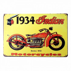 3322.Reclama metalica vintage Motocicleta Indian 1934 30 cm X 20 cm foto