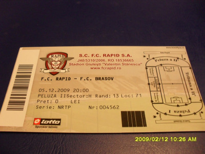 Bilet Rapid - F.C. Brasov foto