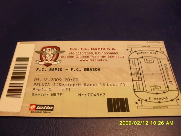 Bilet Rapid - F.C. Brasov