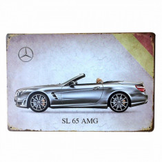 3321.Reclama metalica vintage Mercedes-Benz SL 65 AMG 30 cm X 20 cm foto