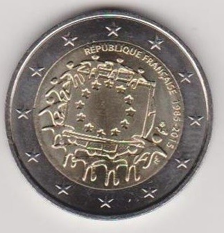 FRANTA 2 euro comemorativa 2015 - drapel European, UNC foto