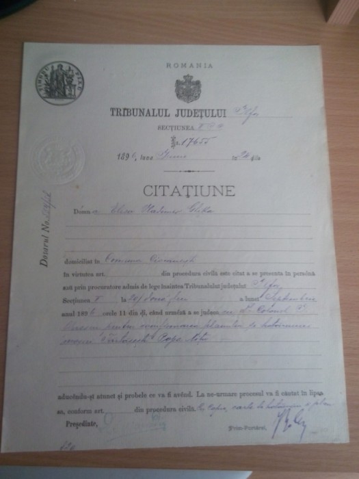 CITATIUNE TRIMISA 1896 DNA ELISA VLADIMIR GHICA.