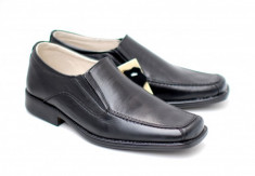 Pantofi negri eleganti barbatesti din piele naturala cu elastic mas. 40 - Lichidare de stoc! foto
