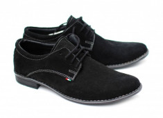 Pantofi negri barbati casual - eleganti din piele naturala intoarsa - Made in Romania foto