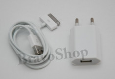 Incarcator iPhone 2 in1 priza - cablu USB - 3G 3GS 4 4S iPod foto