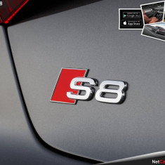 Emblema Logo AUDI S8 metal argintiu silver sau negru + adeziv 3m