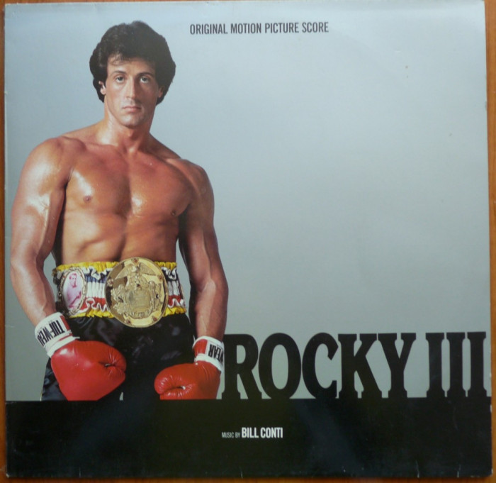 Disc vinil , muzica de Bill Conti din filmul Rocky III , 10 melodii + 2 discuri