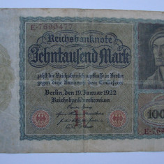 Reichsbanknote - bancnota 10000 marci 19 ianuarie 1922 Berlin - varianta mare